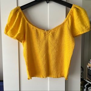 Holliester Yellow Smocked Top Size Small